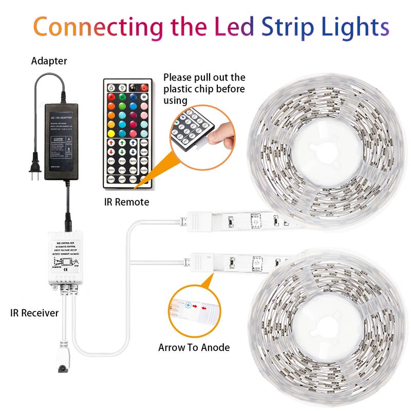 dalattin 32.8ft Led Strip Lights,RGB Led Lights for Bedroom Color Changing Light,Decoration for Bedroom Room Party,Halloween Decor with 44 Keys Remote,1 Roll of 32.8ft - Image 4